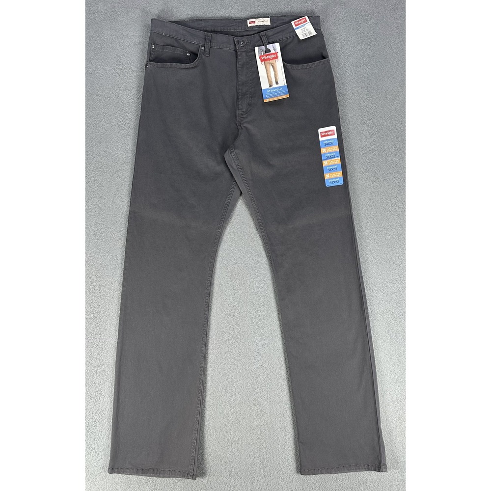 Wrangler Pants Mens 34x32 Gray Straight Flex Flex Sun Faded Grunge Skate New
